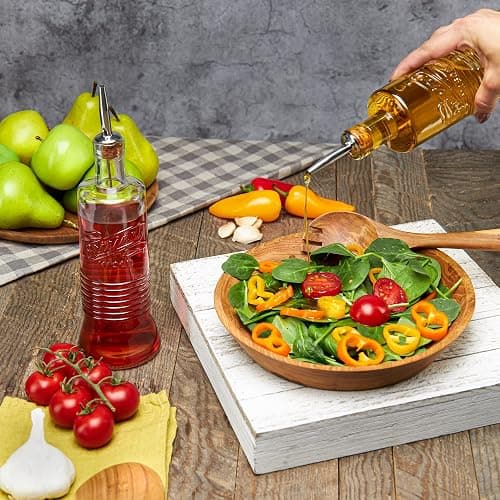 MosJos Original Mason Oil and Vinegar Dispenser Set - 17 oz Glass Olive Oil & Vinegar Cruet Set - Non-Drip, BPA-Free, Dishwasher Friendly Bottles with Stainless Steel Spouts thumbnail 4