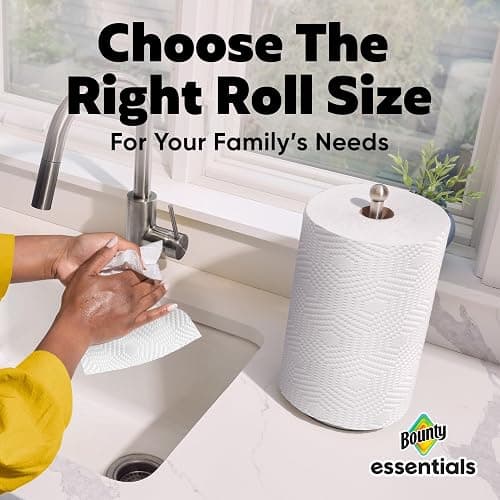 Bounty Essentials Select-A-Size Paper Towels, 6 Double Rolls, White, 108 Sheets Per Roll thumbnail 10
