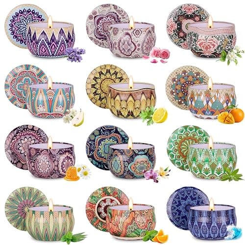 Scented Candles Gift Set for Women, 12 Pack | 100% Natural Soy Wax, 12 Assorted Scents, 300 Hrs Burning Time, Gift-Ready Box for Women, Ideal for Relaxation And Home Décor - Image 1