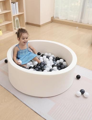 Baby Ball Pit for Toddlers, 35.4"x 11.8" Foam Ball Pit for Kids, Soft Round Ball Pool for Baby, Indoor and Outdoor Playpen, Ideal Gift for Children, White, (Balls not Included) thumbnail 7