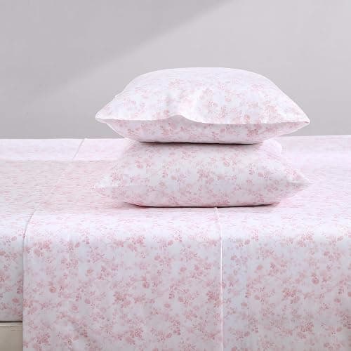 Laura Ashley - Queen Sheet Set, Buttery-Soft Bed Sheets with a Naturally Silky Smooth Cotton Sateen Lightweight Feel - Matching Pillowcases & Fitted Sheet (Bella Pink) thumbnail 3