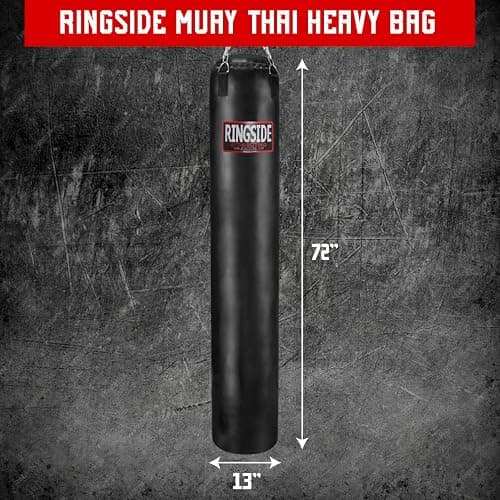 Ringside 100-Pound Muay Thai Heavy Bag, Sturdy Powerhide Punching Bag for Boxing, MMA, Muay Thai, and Kickboxing Training and Workout, Includes Chain and Swivel, Black, 72" H x 13" Dia. thumbnail 2