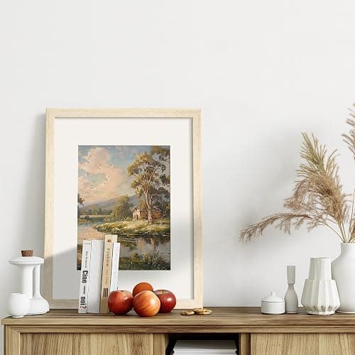 FinalFind 16x20 Picture Frame with Mat for 11x14 Set of 3, Natural Wood Grain 16x20 Frames for Horizontal & Vertical Wall Mounting (3 Pack,Natural) thumbnail 2