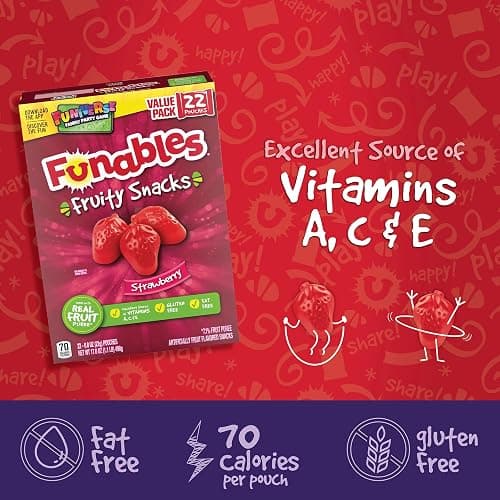 Funables Fruit Snacks, Strawberry Fruit Flavored Snacks, 0.8 Ounce Pouches (22 Count) thumbnail 4