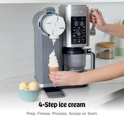 Ninja CREAMi Scoop & Swirl Ice Cream Maker, Soft Serve Desserts, Sorbet, Milkshakes, Frozen Yogurt and More, 13-in-1 Programs, Includes Handle and Two 16 oz 2-in-1 Pints, NC701 thumbnail 11