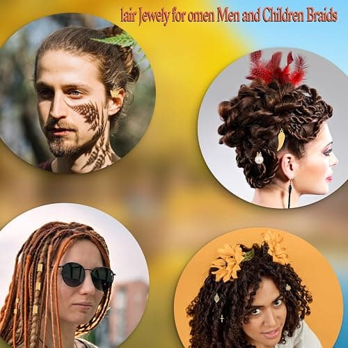 WLLHYF 230 Stück Haarschmuck für Zöpfe Loc-Haare Dreadlocks Metall-Haarspulen Ringe Manschetten Clips goldene Haar-Charms Anhänger Haar-Styling-Zubehör Dekorationen für Frauen und Mädchen thumbnail 7