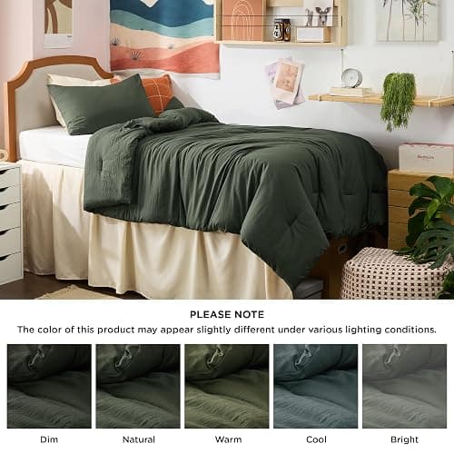 Bedsure Twin/Twin XL Comforter Set, Dark Green Soft Prewashed Bedding for All Seasons, 2 Pieces GentleSoft™ Warm Down Alternative Bed Set, 1 Lightweight Comforter (68"x88") and 1 Pillowcase (20"x26") thumbnail 7