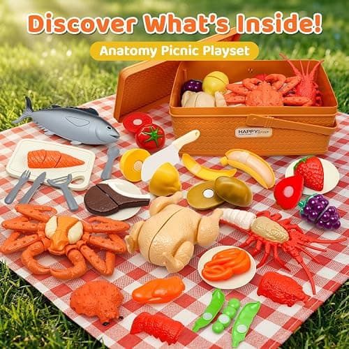 22pcs Montessori Play Seafood Cut Toys Set for Kids Play Kitchen | Kitchen Playset with Toy Food & Fake Fruit, Kitchen Set for Kids &Cutting Set, Kitchen Toys for Boys Girls Ages 3 4 5 thumbnail 6