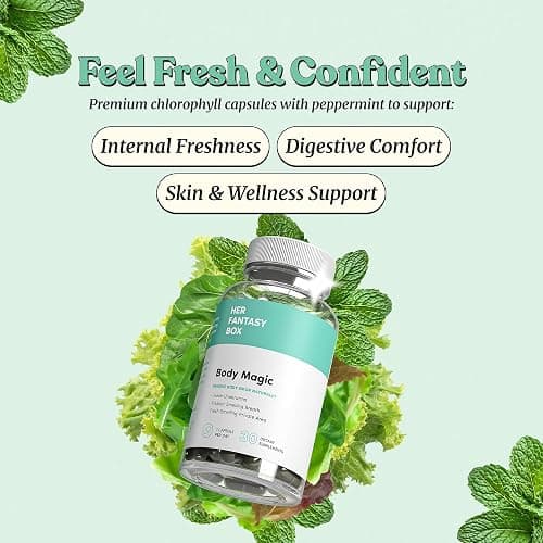 Her Fantasy Box | Body Magic | Chlorophyll Capsules - 30 Vegan Capsules for Detox, Digestion, Gut Health, Skin Support, and Oily Skin - Natural Energy Booster thumbnail 2
