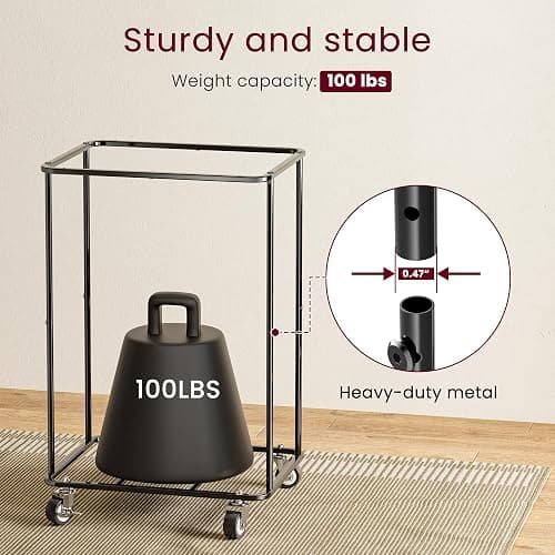 150L Rolling Laundry Basket with Wheels and 2 Removable Bags, Double Laundry Hamper with Lid, 2 Section Large Capacity for Laundry Bedroom Bathroom Dorm, Easy Move & Organize 19.7"x15.7"x31.9", Black thumbnail 8
