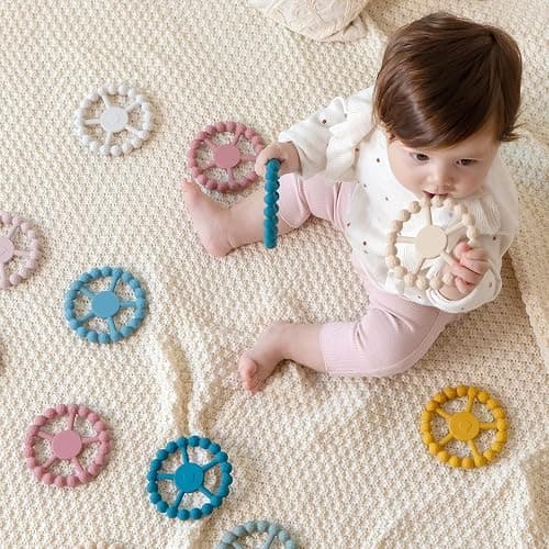 SAMiGO Baby Girl Teething Toys for 3-6 6-12 Months, Silicone Teether Rings | 2 Pack Baby Chew Toys, Inspired by Ferris Wheels, Soft & Textured for Teething Relief, Easy to Grip and Clean thumbnail 2