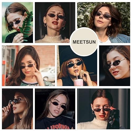 MEETSUN Vintage 90s Small Oval Sunglasses For Women Men Metal Frames Designer Gothic Glasses thumbnail 3