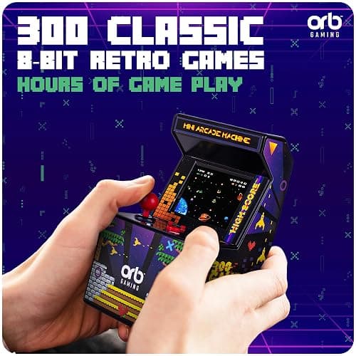 Orb - Mini Arcade Machine, 300 in-Built Games, 8-Bit Retro Arcade Games, 2.5” Full Colour Screen, 8-Way Joystick, 2 Buttons, Volume Control thumbnail 3