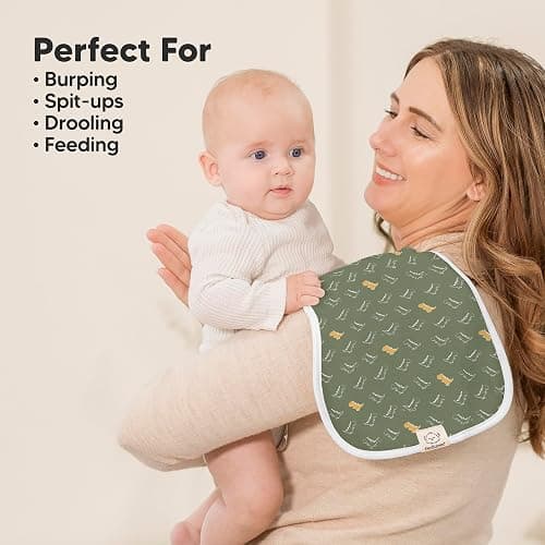 Organic Burp Cloths Baby Boy & Girl - 5-Pack Super Absorbent Cotton Burping Cloths for Babies, Soft & Plush Newborn Spit Up Rags, Infant Towels for Milk Spit Up, Unisex, Large 21" x 10" (Mesozoic) thumbnail 5