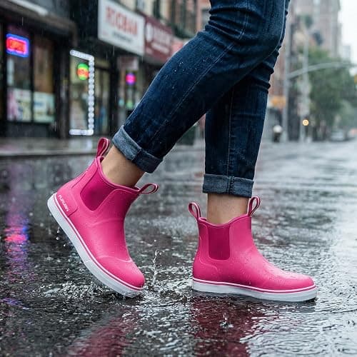 Furuian Women's Deck Boots Ankle Rain Boots Fishing Boots Rubber Waterproof Slip-Resistant Outdoor Work Shoes thumbnail 2