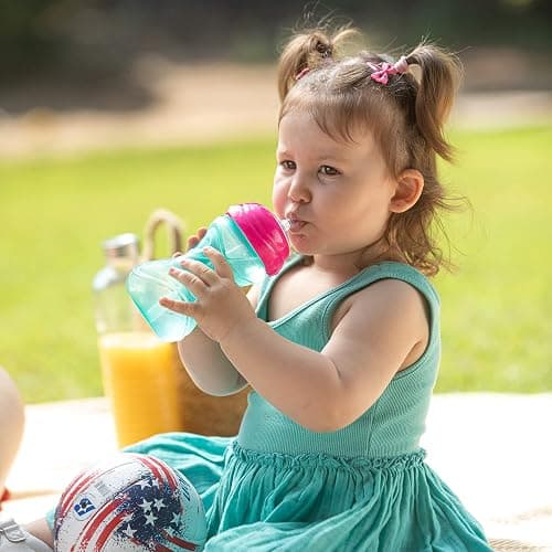 Nuby 3 Piece No-Spill Easy Grip Cup with Flex Straw, Clik It Lock Feature, Girl, 10 Ounce thumbnail 7