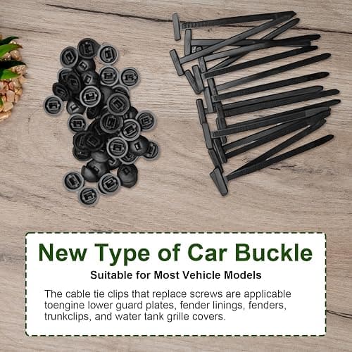 200PCS Nylon Universal Cable Tie Buckle, Zip Ties Heavy Duty with Pin & Button Design, Car Daily Repair, Applicable Toengine Lower Guard Plates, Fender Linings, Fenders, Trunkclips (200) thumbnail 6