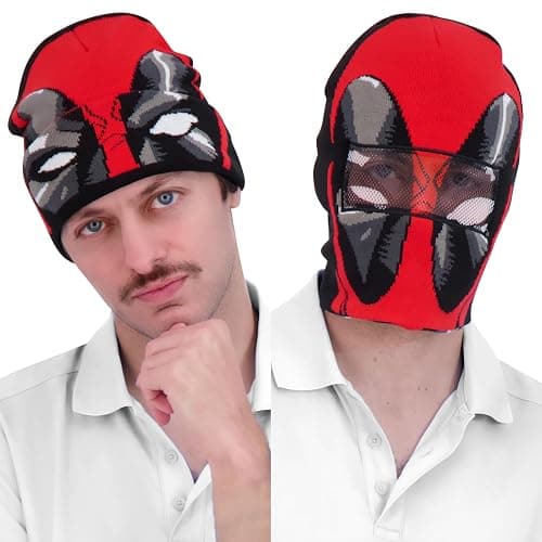 Marvel Deadpool Beanie Hat, Winter Knit Cap with Cuff - Image 1