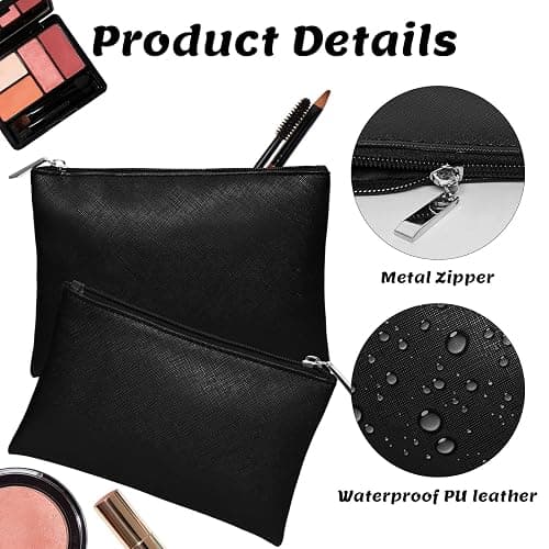 Gvhntk 2 Pcs Makeup Bag Small Cosmetic Bag for Purse Pouch PU Leather Cute Travel Pouch with Zipper Organizer Storage for Women thumbnail 4