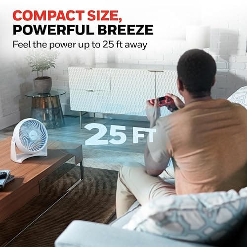 Honeywell TurboForce Air Circulator, Small Tabletop Fan, Quiet Personal Fan for Home or Office, 3 Speeds, 90 Degree Pivoting Head, White, HT-904 thumbnail 3