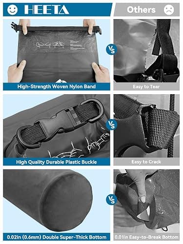HEETA Dry Bag Waterproof for Women Men, 5L/10L/20L/30L/40L Roll Top Lightweight Dry Storage Bag Backpack with Phone Case for Travel Swimming Boating Kayaking Paddle Board Camping Beach Accessories thumbnail 4