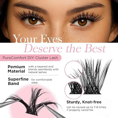 WINKGIGGLE Lash Clusters DIY Eyelash Extensions 56D Mega Volume, Individual Wispy Lashes Clusters for Home Application - 56D thumbnail 4