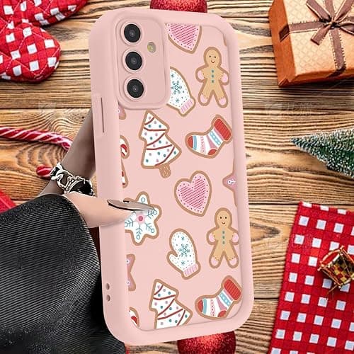 Christmas Phone Case for Samsung Galaxy A16 5G 6.7", Cute Christmas Tree Gingerbread Man Snowflake Pattern Gifts Case, Aesthetic Protective Shockproof Cover for Women Girls Men -Pink Snowflakes thumbnail 6