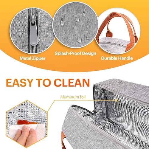 Lunch Bag for Women & Men Adult Insulated Lunch Box, Small Leakproof Cooler Food Lunch Containers Reusable High Capacity Lunch Tote Bags for Work, Travel, Outdoor (Grey) thumbnail 4