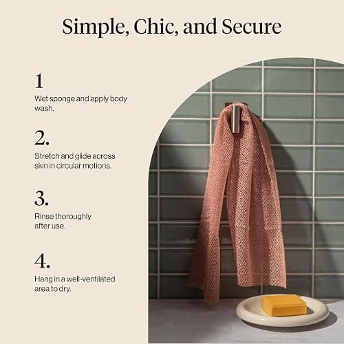 Kitsch African Net Sponge – Exfoliating Body Scrubber for Cleansing & Gentle Daily Exfoliation – Stretchable Bath Sponge for Hard-to-Reach Areas, Long-Lasting Shower Essential - Rosewood, 3 Pcs thumbnail 7