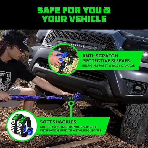 Rhino USA Kinetic Rope Recovery Kit (7/8in x 30ft) - Heavy Duty Offroad Snatch Strap - Includes 2 Soft Shackle for UTV, ATV, Truck, Car, Jeep, Tractor thumbnail 5
