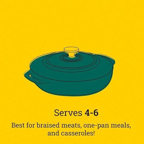 Lodge 3.6 Quart Enameled Cast Iron Covered Casserole with Lid – Dual Handles – Oven Safe up to 500° F or on Stovetop - Use to Marinate, Cook, Bake, Refrigerate and Serve – Lagoon thumbnail 6