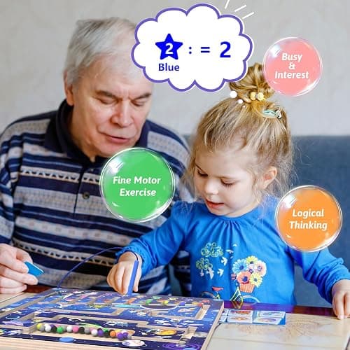 Magnetic Color and Number Maze - Montessori Toys for 3+ Year Old - Wooden Color Matching Learning Counting Puzzle Board -Toddler Activities Fine Motor Skills Toys for Boys Girls 3 4 5 Years Old thumbnail 5