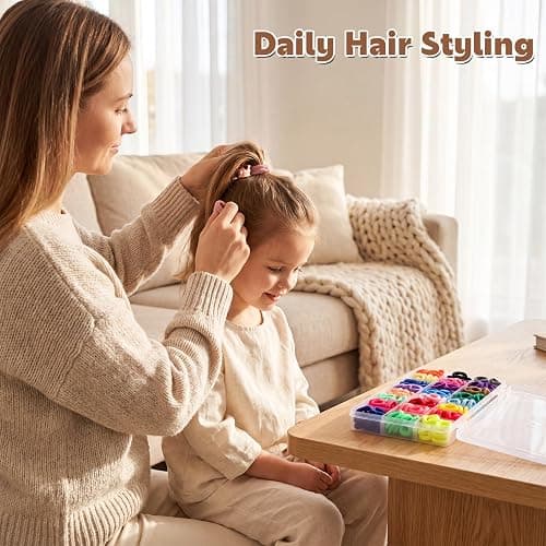 200 Pcs Baby Hair Ties with Organizer Box, Cotton Seamless, 24 Colors | Soft cotton seamless bands, gentle stretch, sorted storage box, for baby and toddler ponytails, braids, daily styling thumbnail 6