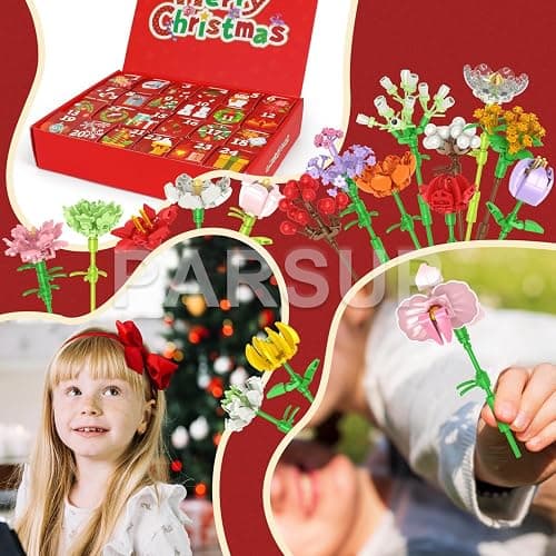 Christmas Advent Calendar 2025, Flower Building Blocks, 24 Days Countdown Calendar Toys, Building Brick Toys Party Favors, Xmas Gifts thumbnail 5