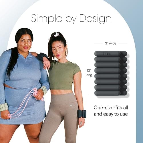 Bala Bangles Wrist & Ankle Weights for Women & Men - Adjustable Silicone Weighted Bracelet Set for Gym, Yoga, Pilates, Cardio & Strength Training - Wearable Arm & Leg Workout Weights thumbnail 4