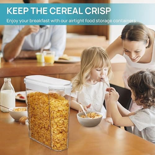 Vtopmart Cereal Containers Set, 3 PCS Airtight Food Storage Container with Flip-Top Lids, Plastic Organizer Dispenser for Kitchen, Pantry Organization (135.2oz/4L) thumbnail 6