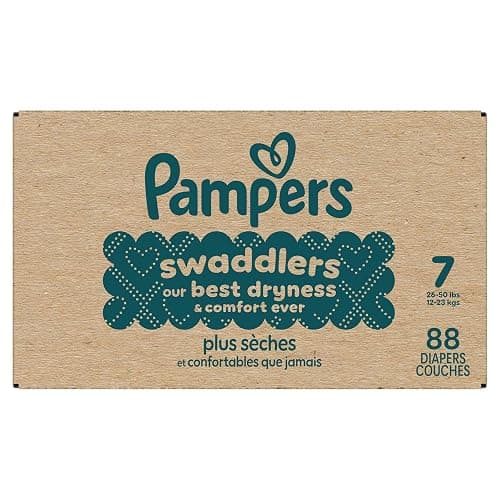 Pampers Swaddlers Diapers, Size 7 (26-50 lbs), 88 Count, Absorbent, Keeps Baby Dry and Comfortable, Skin Safe Disposable Baby Diaper (Packaging May Vary) thumbnail 16