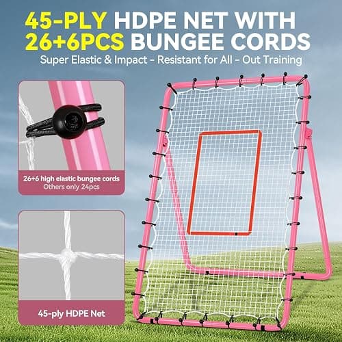 6-Angle Adjustable Volleyball Rebounder Net 7x4 ft with PU Volleyball and Stakes - Bounce Back Training Equipment for Practicing Volleying, Bumping, Spiking, Easy Set Up & Steady for Multi Sports thumbnail 6
