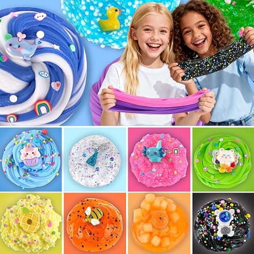 LAWOHO 15 Pack Slime Kit Different Textures, DIY Crunchy Slime Set with Various Charms and Add-ins, Perfect Kids Butter Slime Party Favors & Stress Relief Toys for Girls Boys Goodie Bags Stuffers thumbnail 3