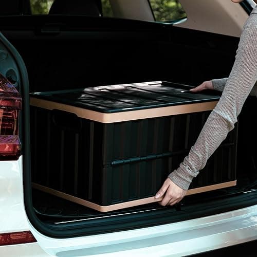 Citylife 64L Collapsible Storage Bins with Lids Plastic Storage Containers for Organizing Stackable Storage Box Large Heavy Duty Utility Crates, 2 Packs, Black thumbnail 2