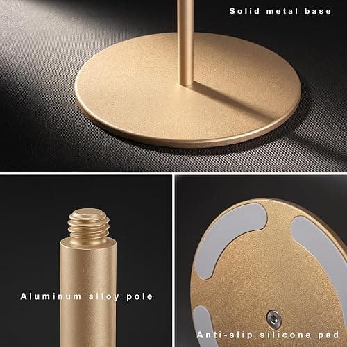 QinCoon Headphone Stand, Walnut Wood & Aluminum Headset Stand, Nature Walnut Gaming Headset Holder with Solid Heavy Base for All Headphone Sizes (Gold) thumbnail 6