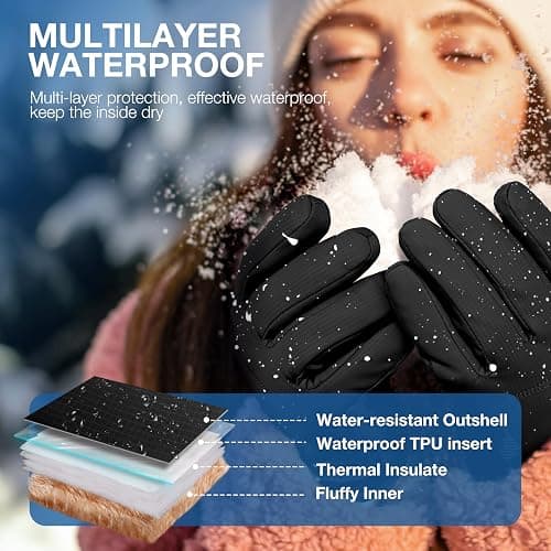 SIMARI Winter Gloves for Men Women, Warm Waterproof Gloves with Touchscreen Fingers, Ski Snow Windproof for Cold Weather Thermal, for Running Hiking Driving Cycling Outdoor Sports Daily Work thumbnail 3