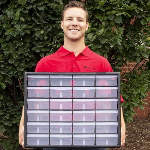 Akro-Mils 24-Drawer Plastic Drawer Storage Cabinet for Garage Organization, Bead Organizer, Building Bricks Storage, Teacher Toolbox, Makeup Organizer, 20" W x 6" D x 16" H, 10124 Black thumbnail 2