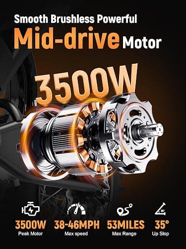 ESKUTE Electric Dirt Bike for Teens Adults, Mid-Drive Motor 3500W Peak, Electric Motorcycle 48V23Ah Battery, Hydraulic Brake，53Mile,38mph, Hydraulic Nitrogen Shock Absorbers thumbnail 3