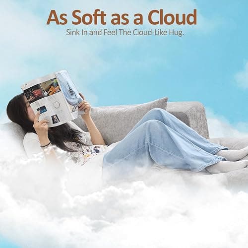 146''Cloud Boneless Sectional Couch, Modular Sectional Sofa Deep Seat with Ottoman, Oversized Upholstered Convertible Comfy 5 Seater Chenille Sofa L Shape Couches for Living Room, Light Grey thumbnail 7