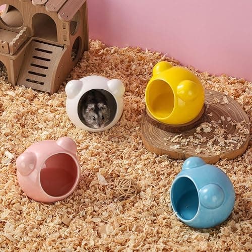 VanEnjoy 2 Pack Ceramic Hamster Hideout Red and Blue Small Animal Hides for Gerbils Mice Cute Summer Cooling Houses for Cage Accessories thumbnail 5