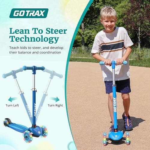 Gotrax KS1 Kids Kick Scooter, LED Lighted Wheels and 3 Adjustable Height Handlebars, Lean-to-Steer & Widen Anti-Slip Deck, 3 Wheel Scooter for Boys & Girls Ages 2-8 and up to 110 Lbs thumbnail 3