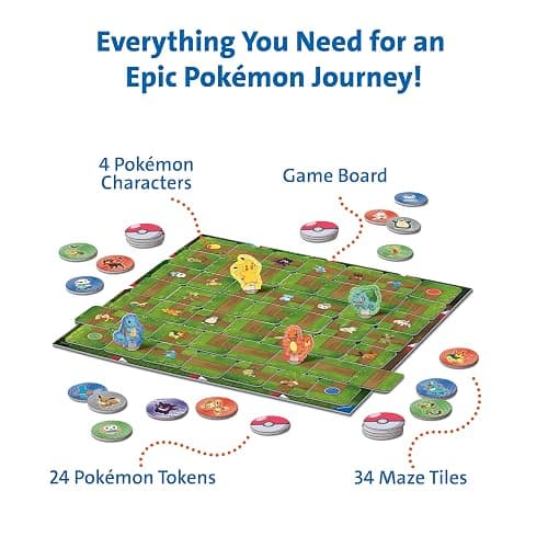 Ravensburger Labyrinth Pokemon Board Game - A Strategic Maze Adventure for Family Nights & Pokemon Parties - Includes Pikachu, Bulbasaur, and More - Great Birthday Gift for Kids Ages 7 and Up thumbnail 3