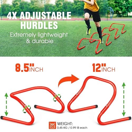 X-UMEUS Agility Ladder Speed Training Equipment Set-20ft Agility Ladder,12 Soccer Cones,4 Hurdles, Jump Rope, Running Parachute| Basketball Football Soccer Training Equipment for Kids Youth Adults thumbnail 4