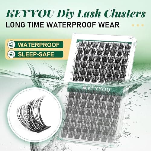 Lash Clusters 96pcs Individual Lashes Y01 D Curl 14mm Eyelash Clusters KEYYOU Volume Wispy Lash Extension Soft&Comfortable Easy DIY at Home(Y01,D-14mm) thumbnail 2